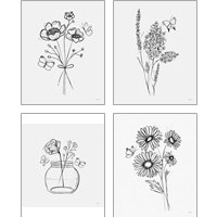 Framed 'Among Wildflowers 4 Piece Art Print Set' border=